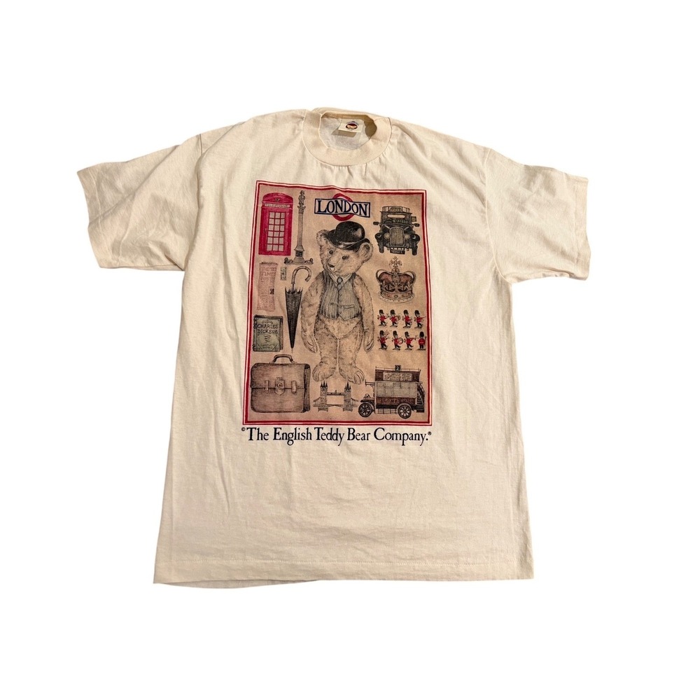 The English Teddy Bear Company T-Shirt Mens L‎ beige London Graphic
